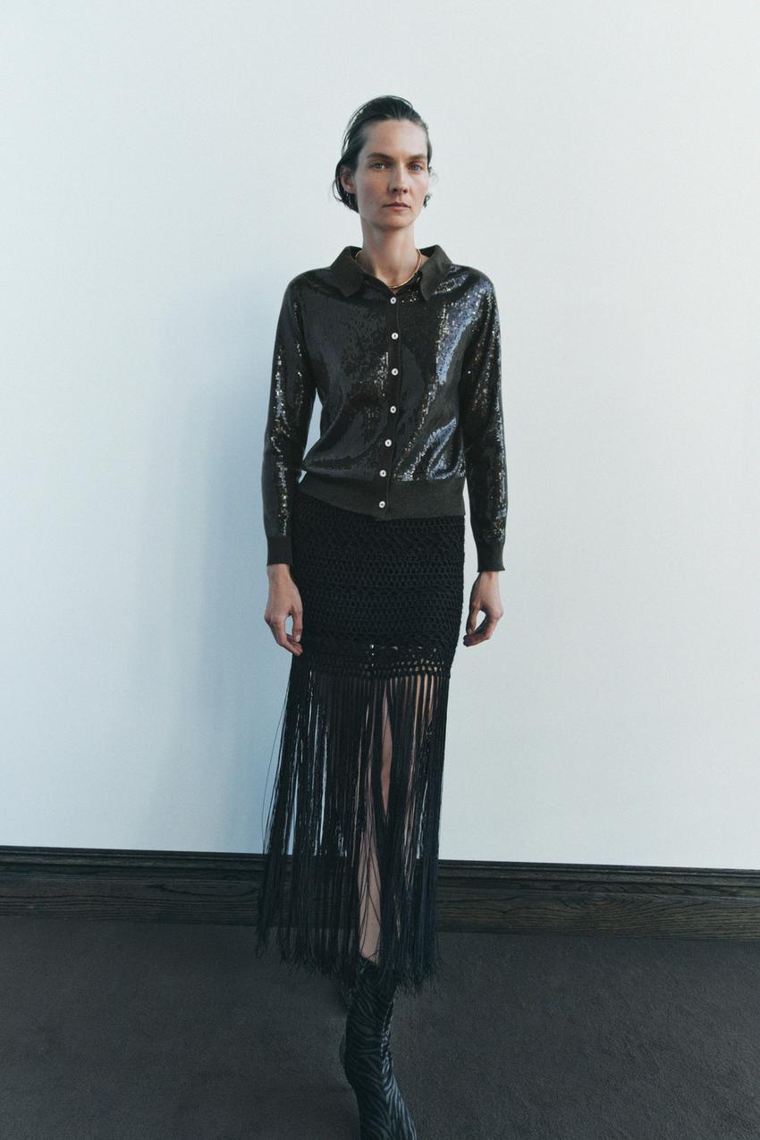 Sequinned knit cardigan