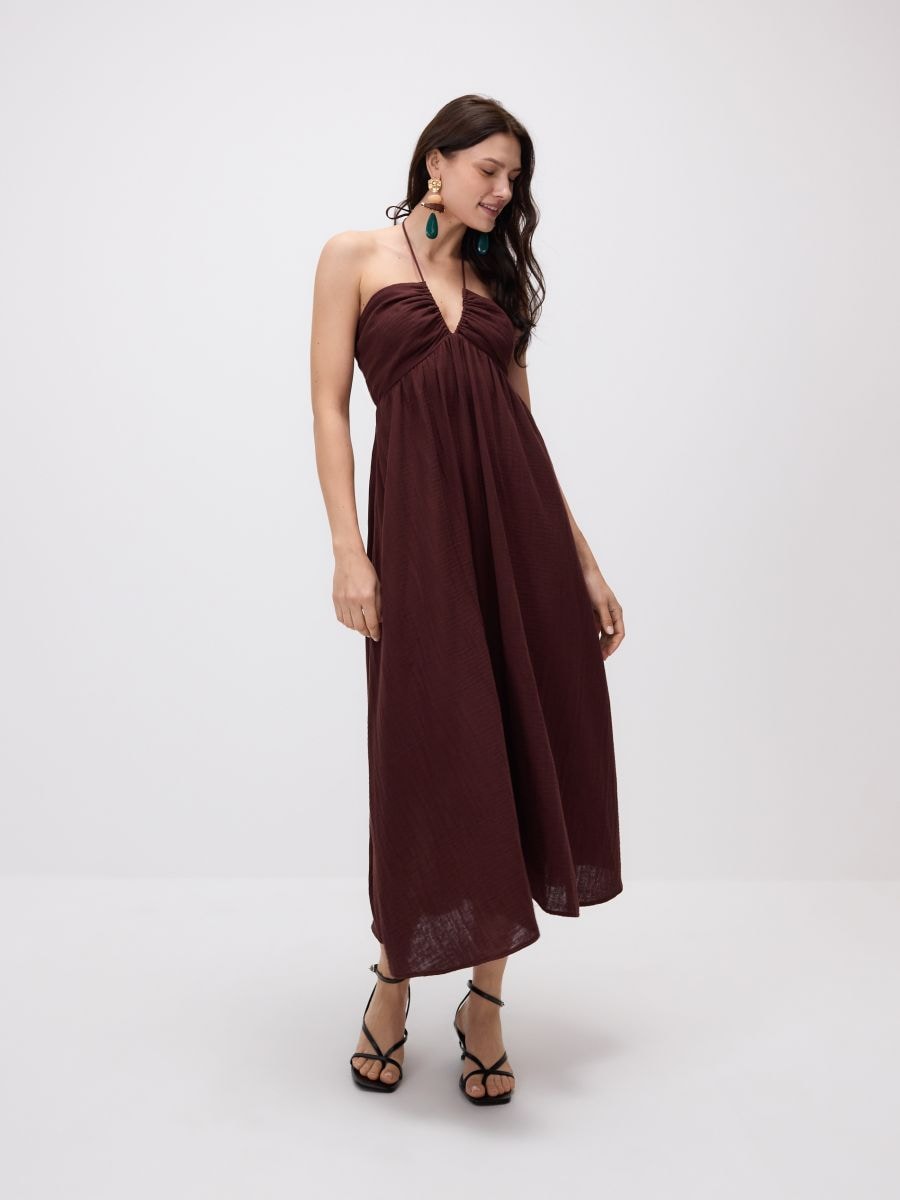 Cotton dress with tie detail