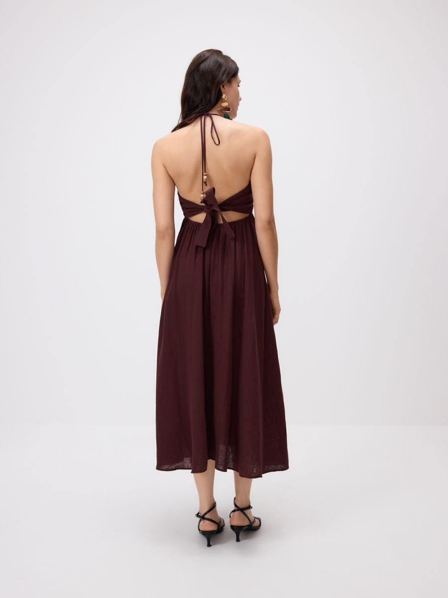 Cotton dress with tie detail