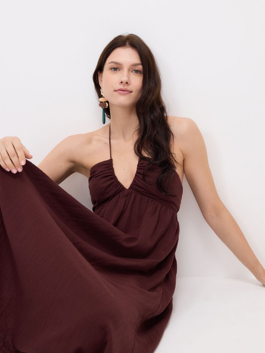 Cotton dress with tie detail