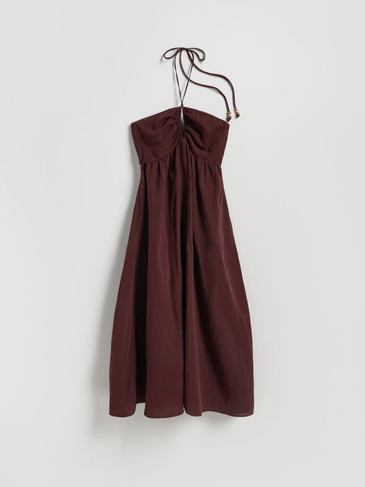 Cotton dress with tie detail