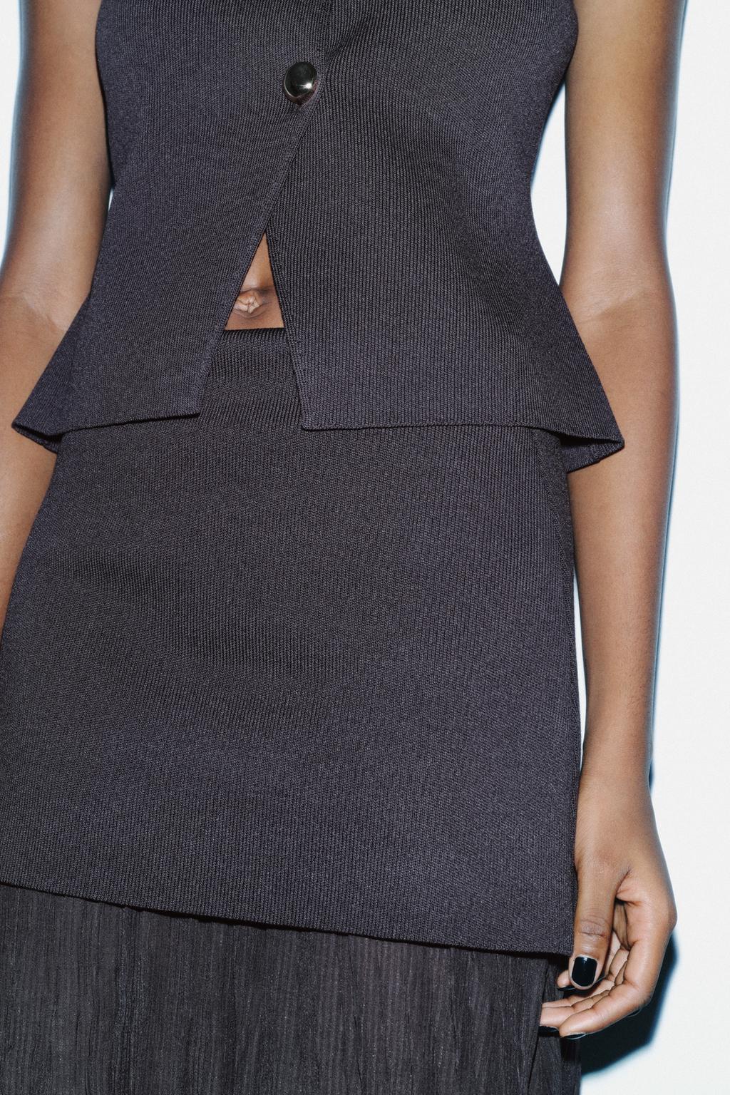 Combined pleated knit skirt