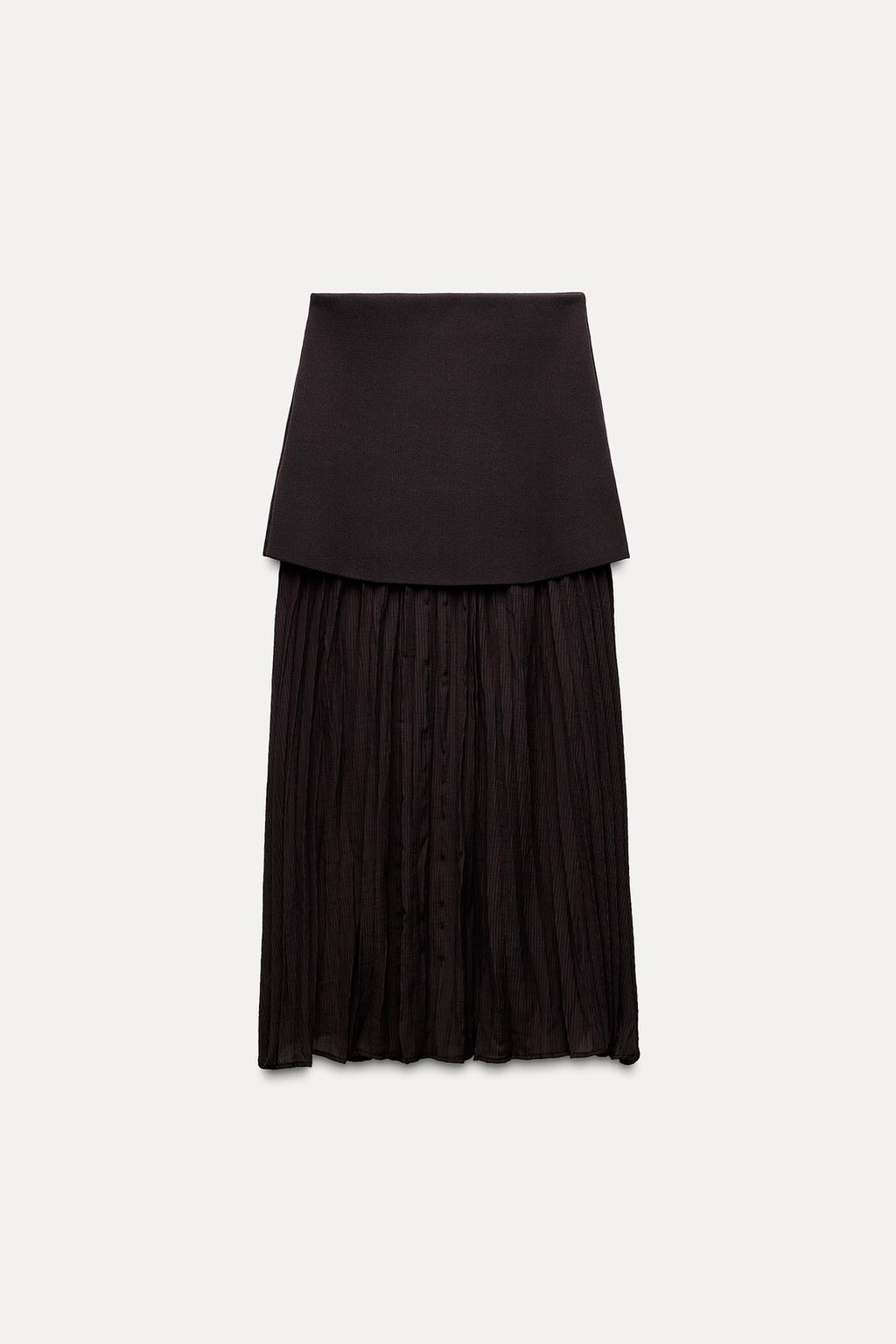 Combined pleated knit skirt