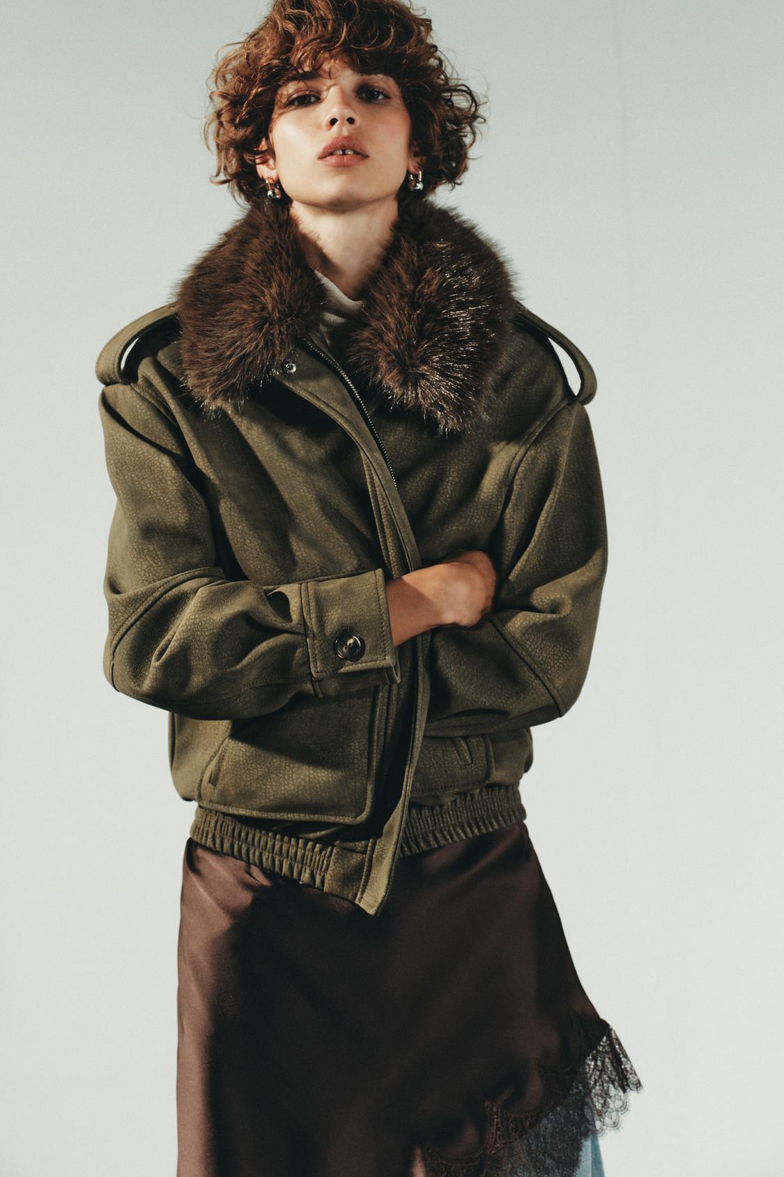 Removable Collar Faux Suede Jacket