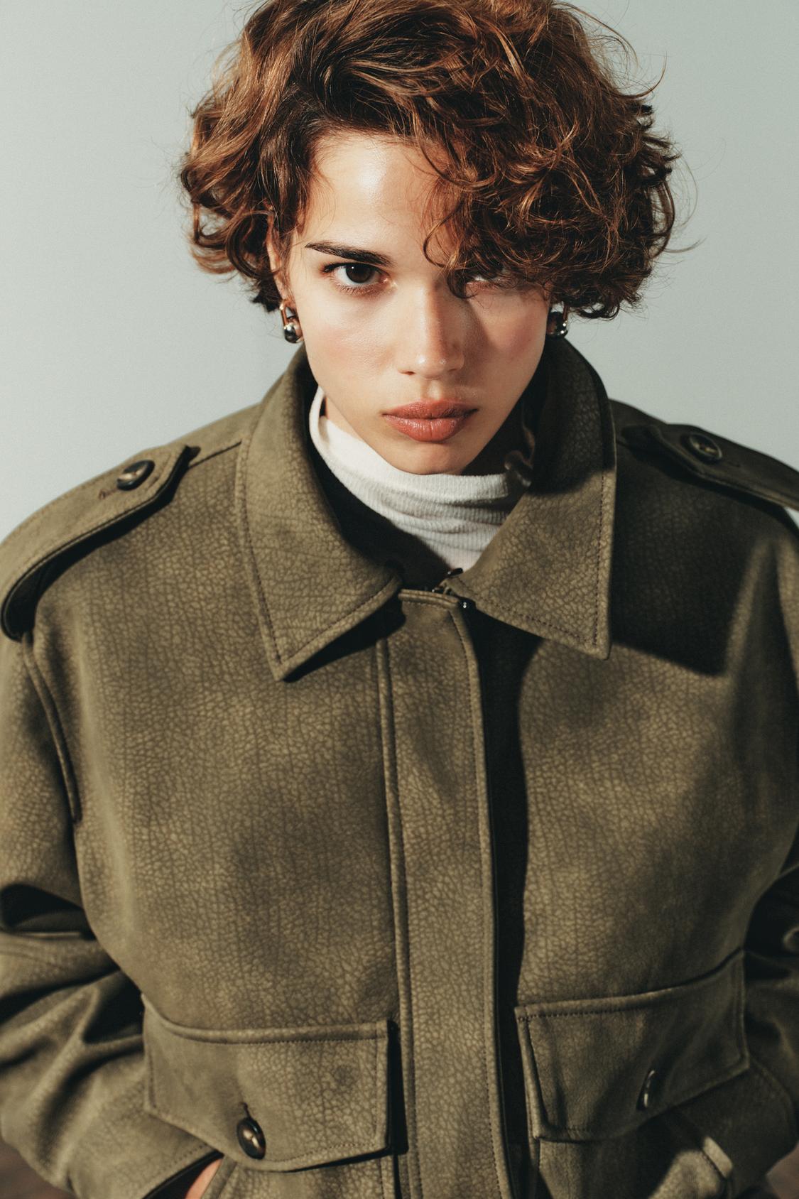 Removable Collar Faux Suede Jacket