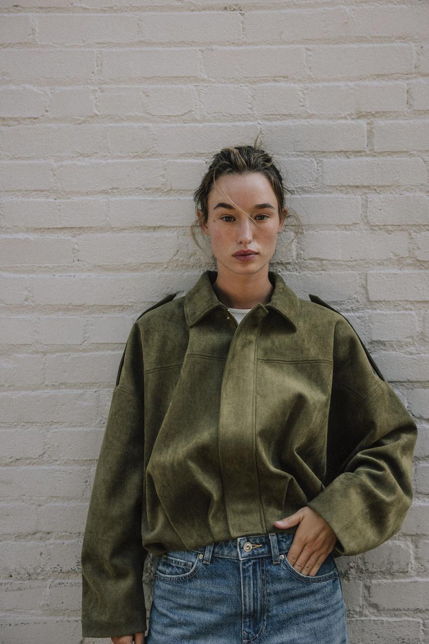Suede Effect Bomber Jacket