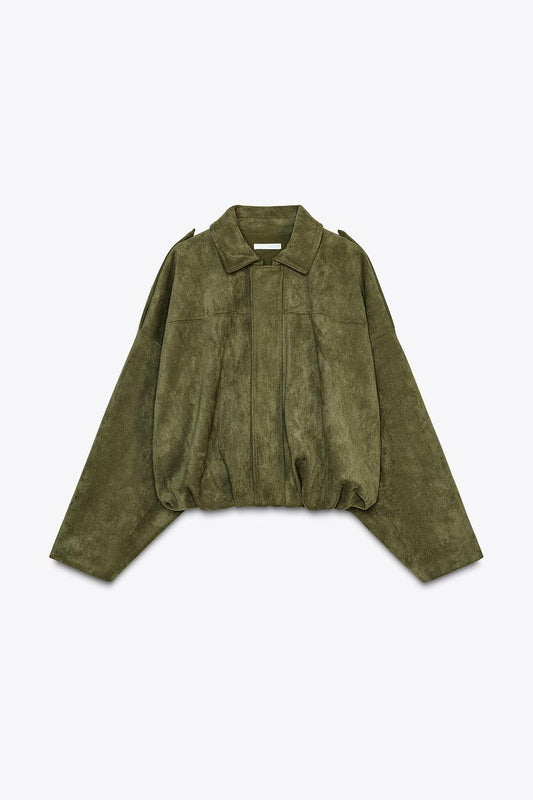 Suede Effect Bomber Jacket