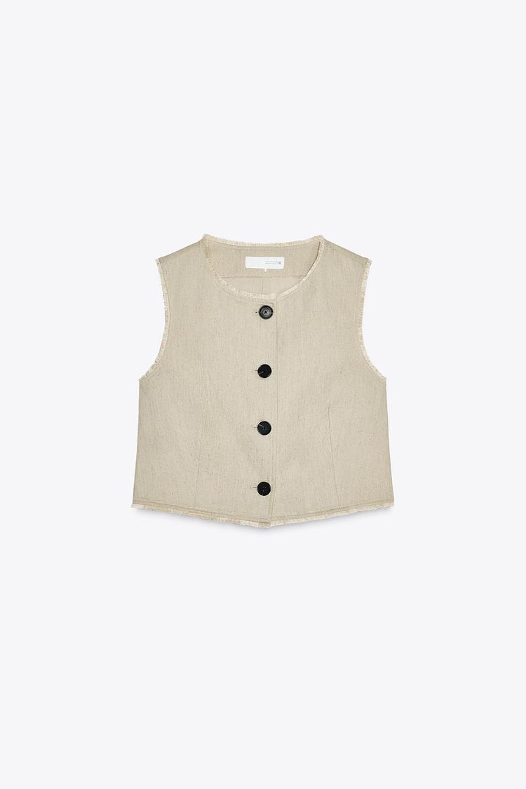 Rustic Frayed Waistcoat with Linen