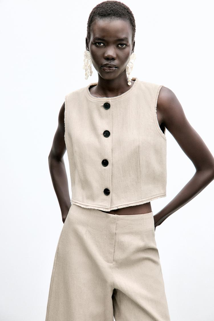 Rustic Frayed Waistcoat with Linen