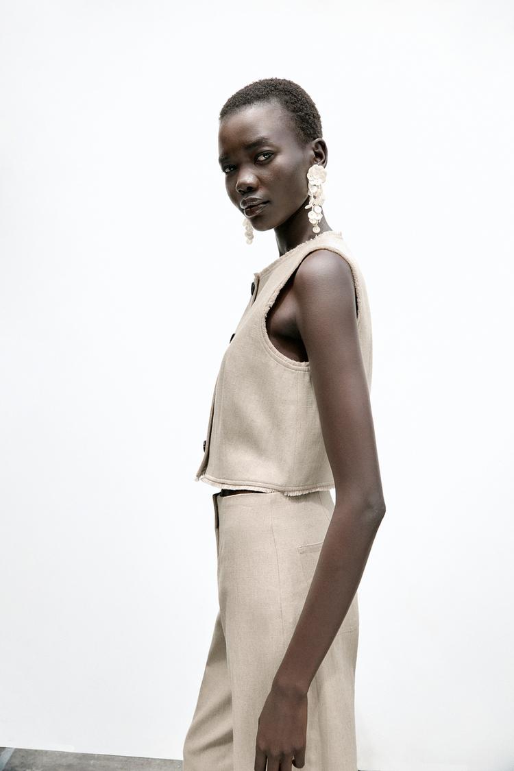 Rustic Frayed Waistcoat with Linen