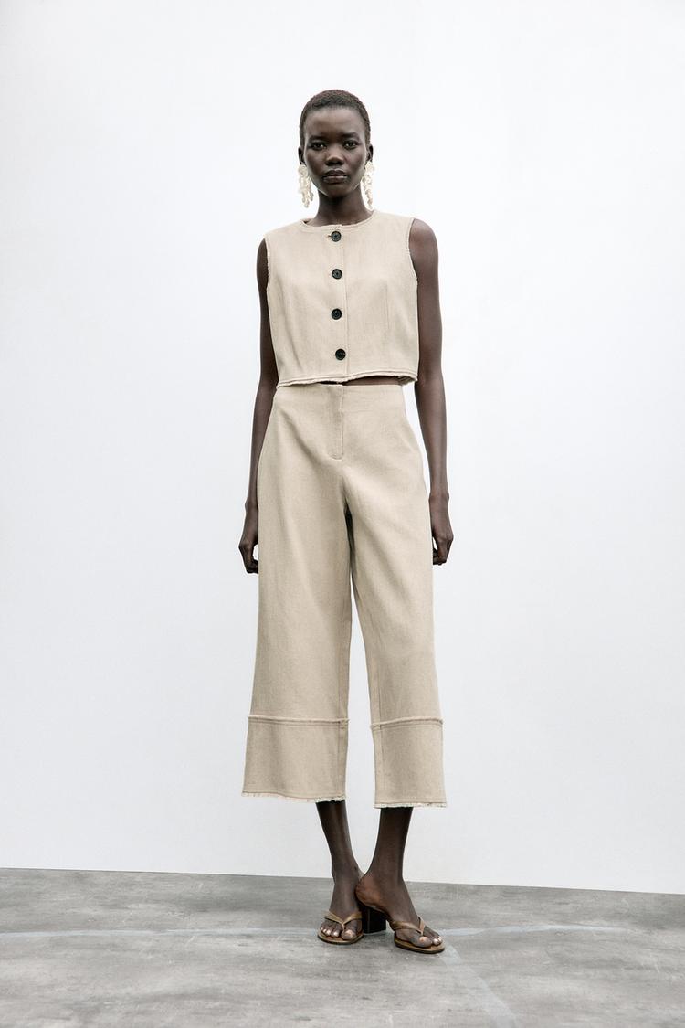 Rustic Frayed Waistcoat with Linen
