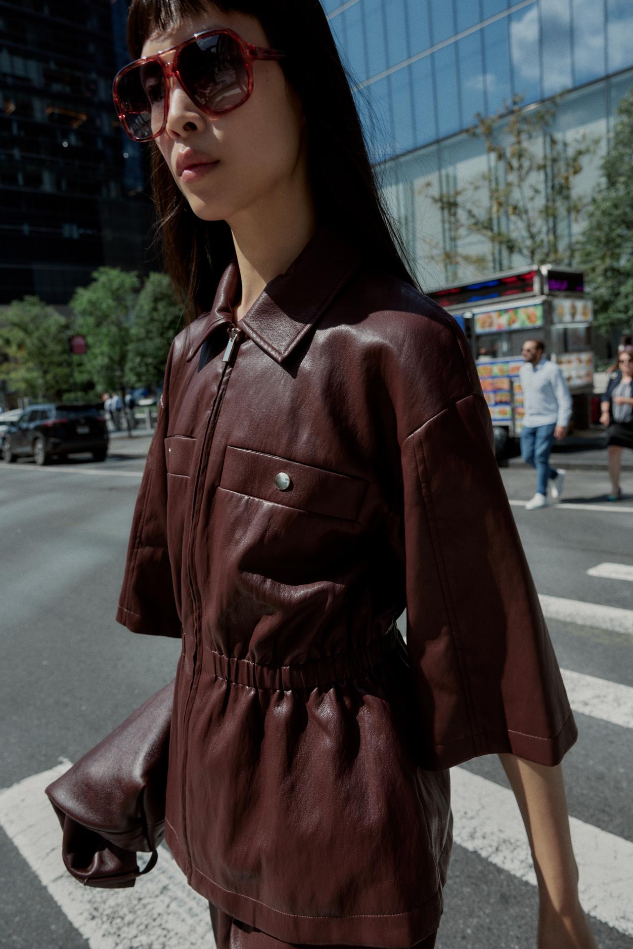 Faux Leather Blazer