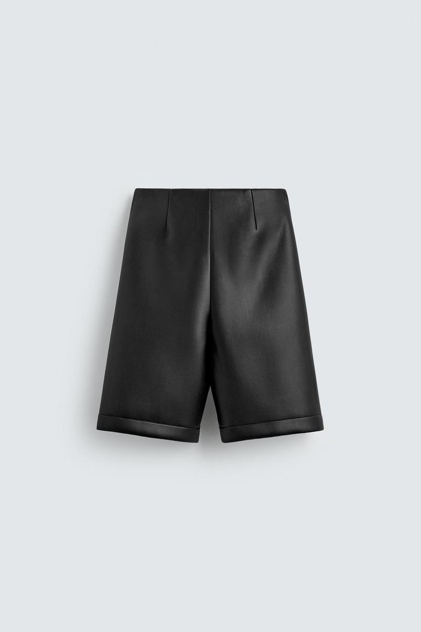Leather Effect Long Bermuda Shorts Harry Lambert for Zara x Disney