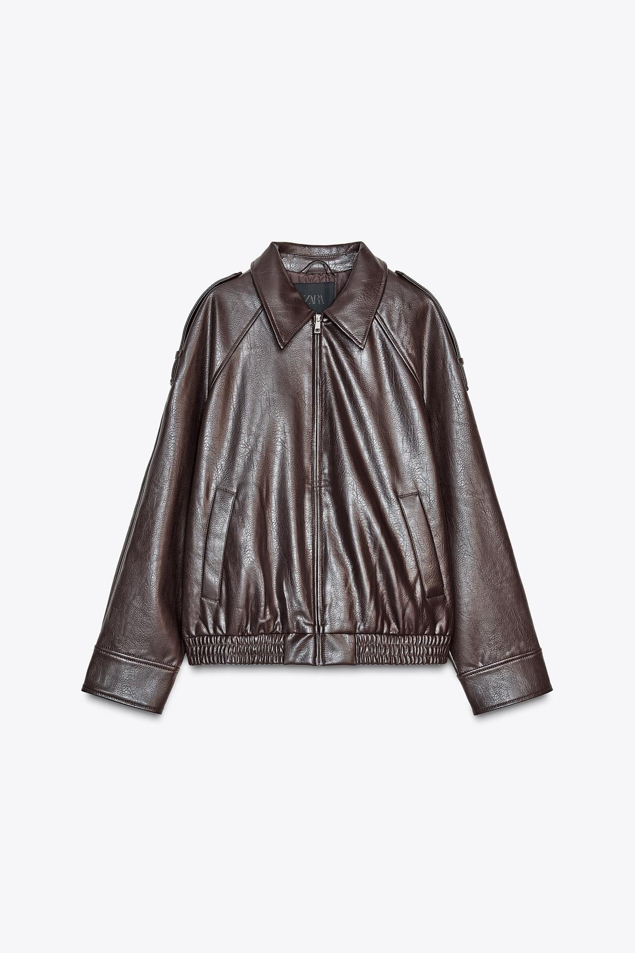 Faux leather bomber jacket