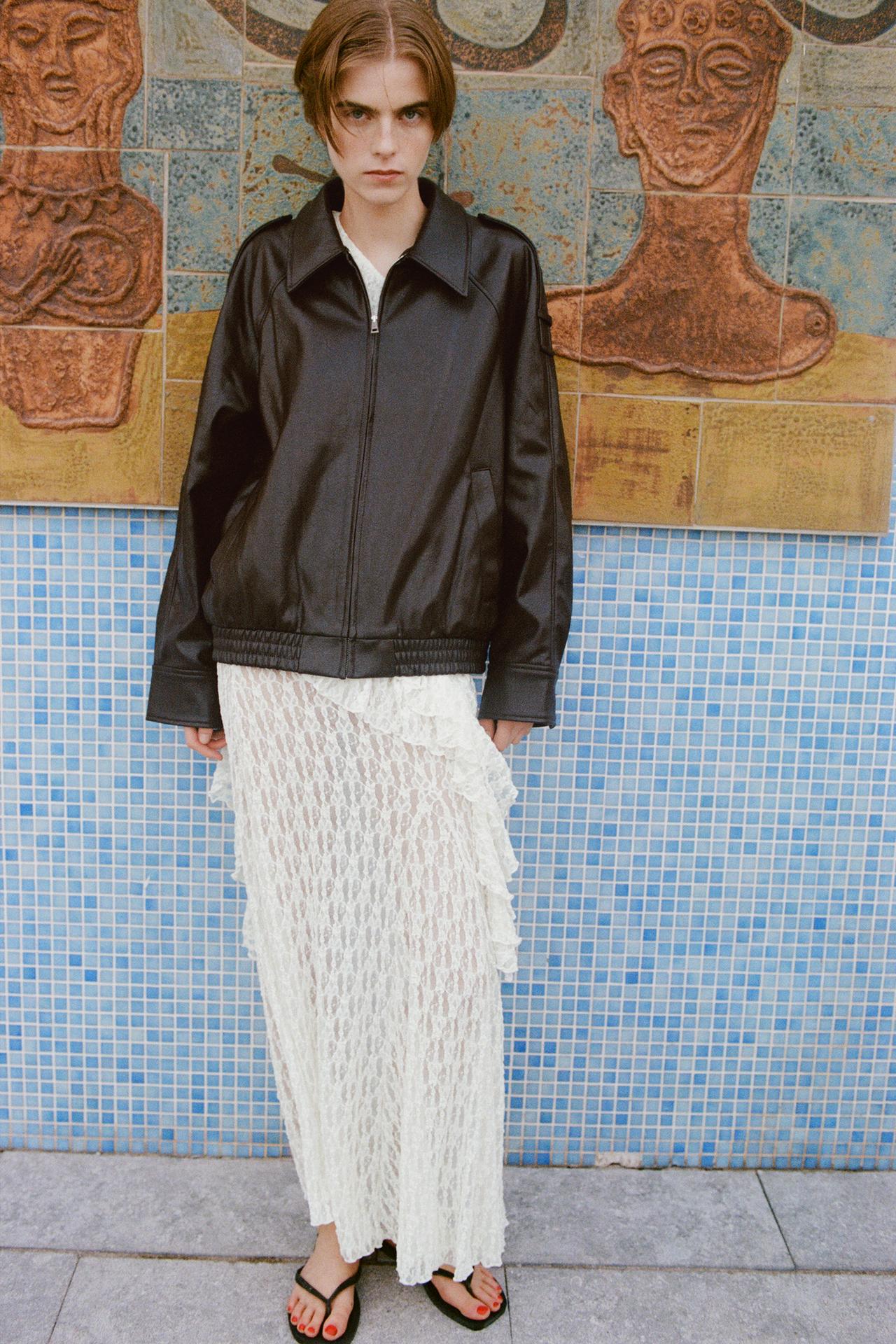 Faux leather bomber jacket