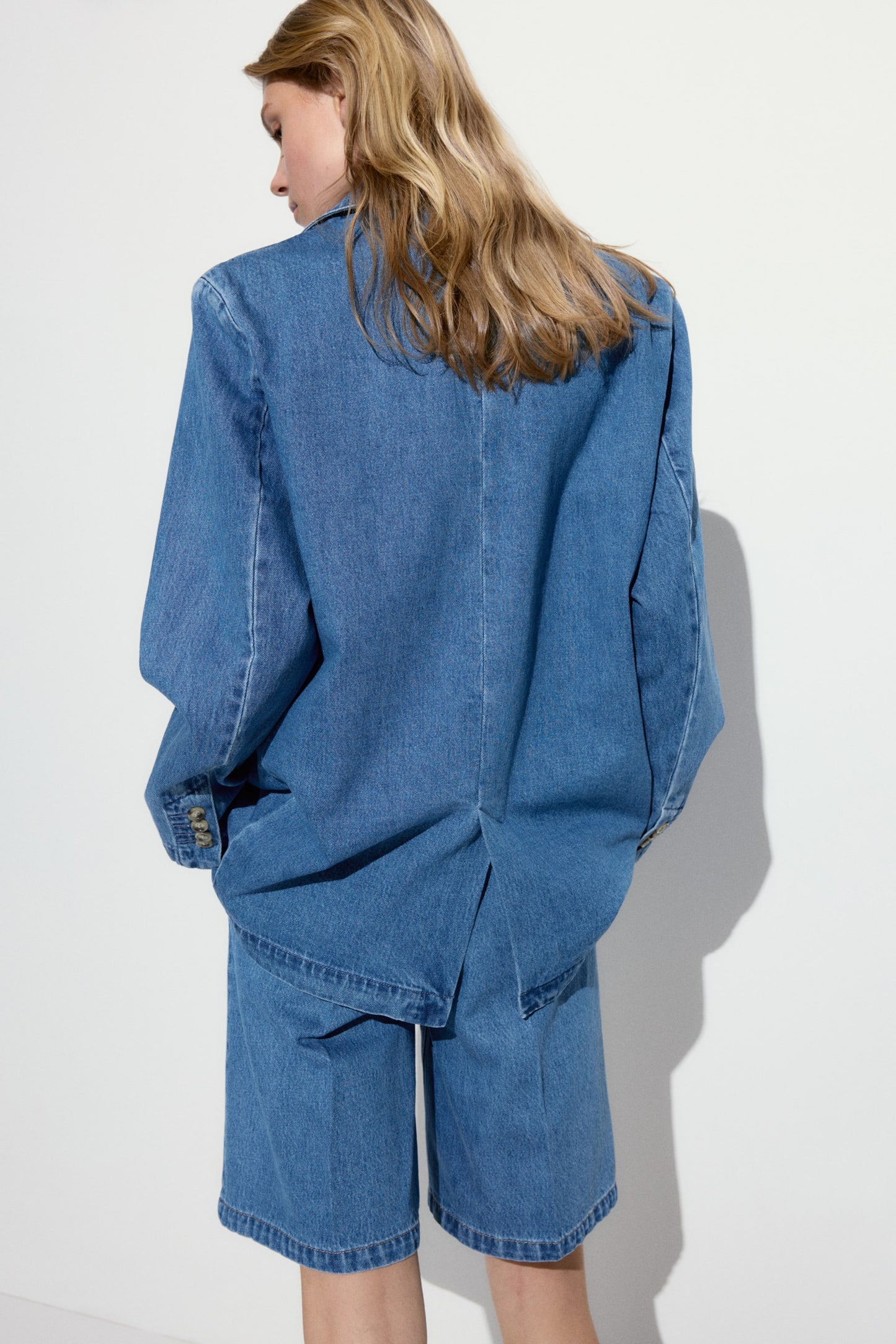 Oversized denim blazer