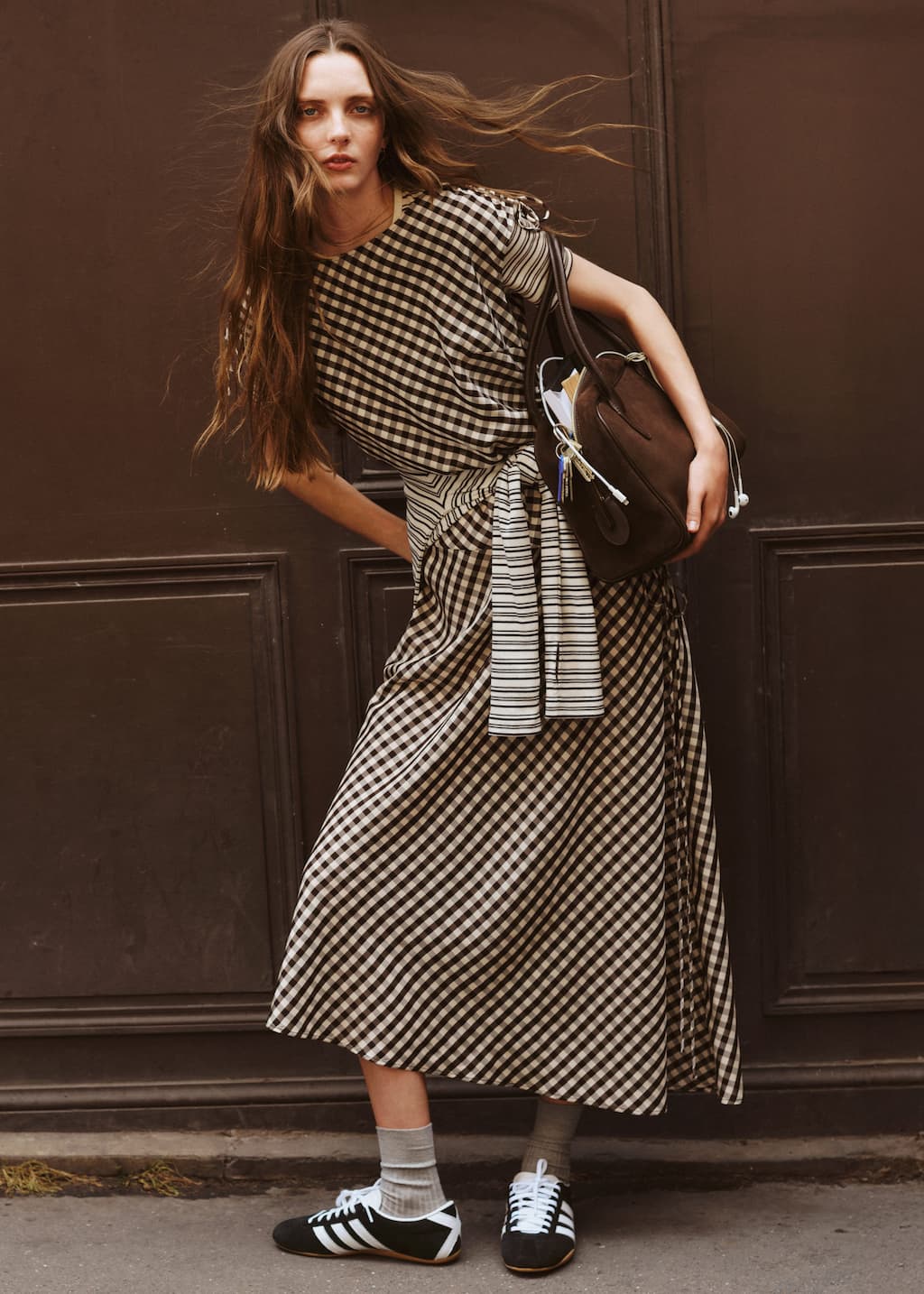 Asymmetric Boatneck Midi Dress