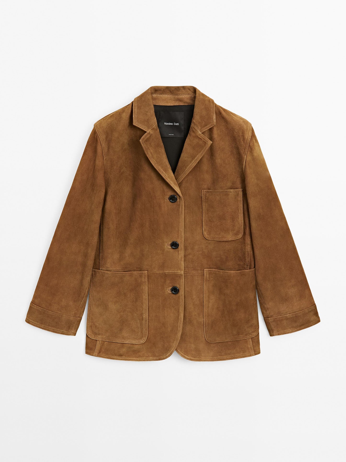 Suede leather blazer with pockets