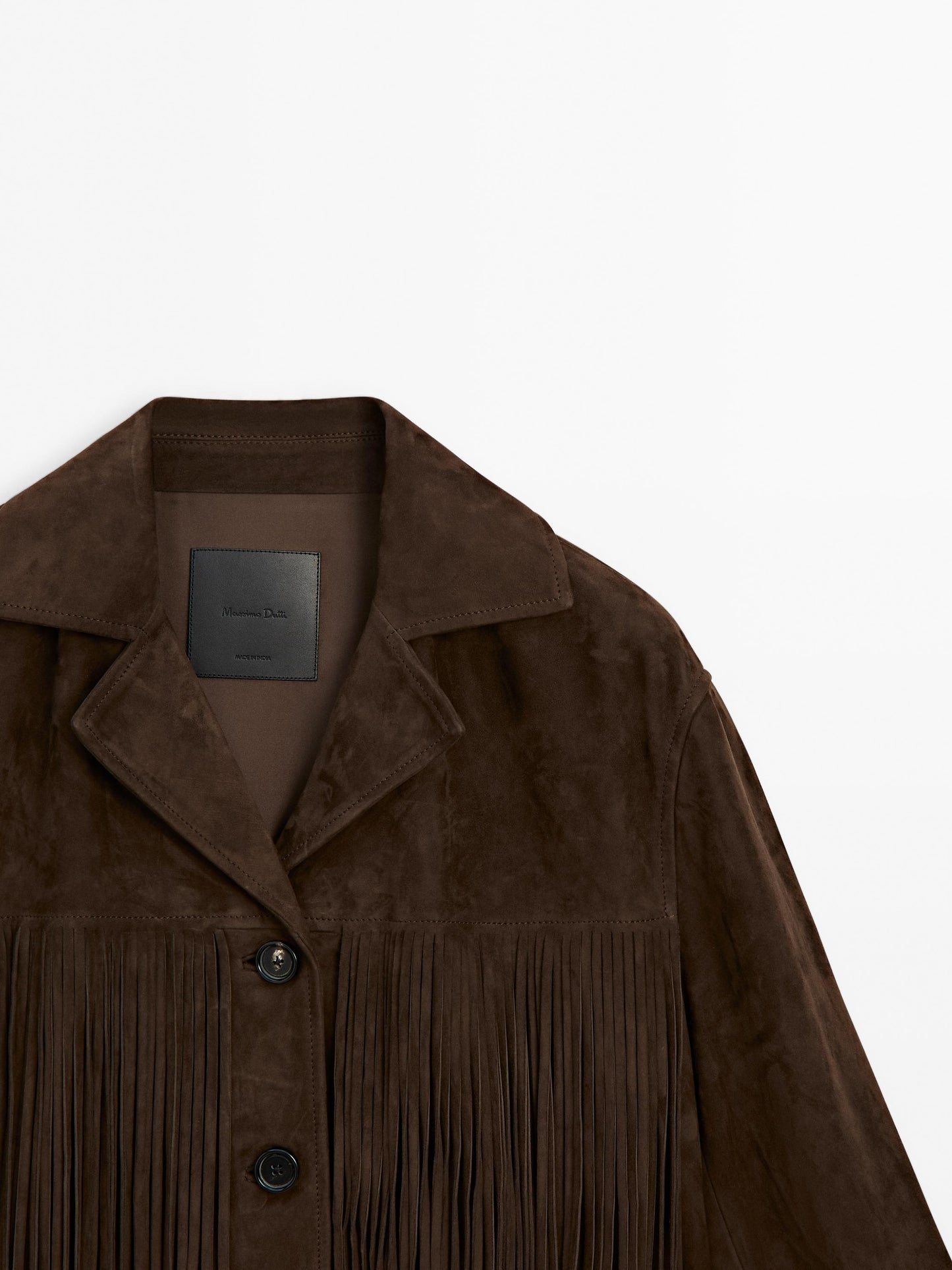 Suede jacket with leather fringing