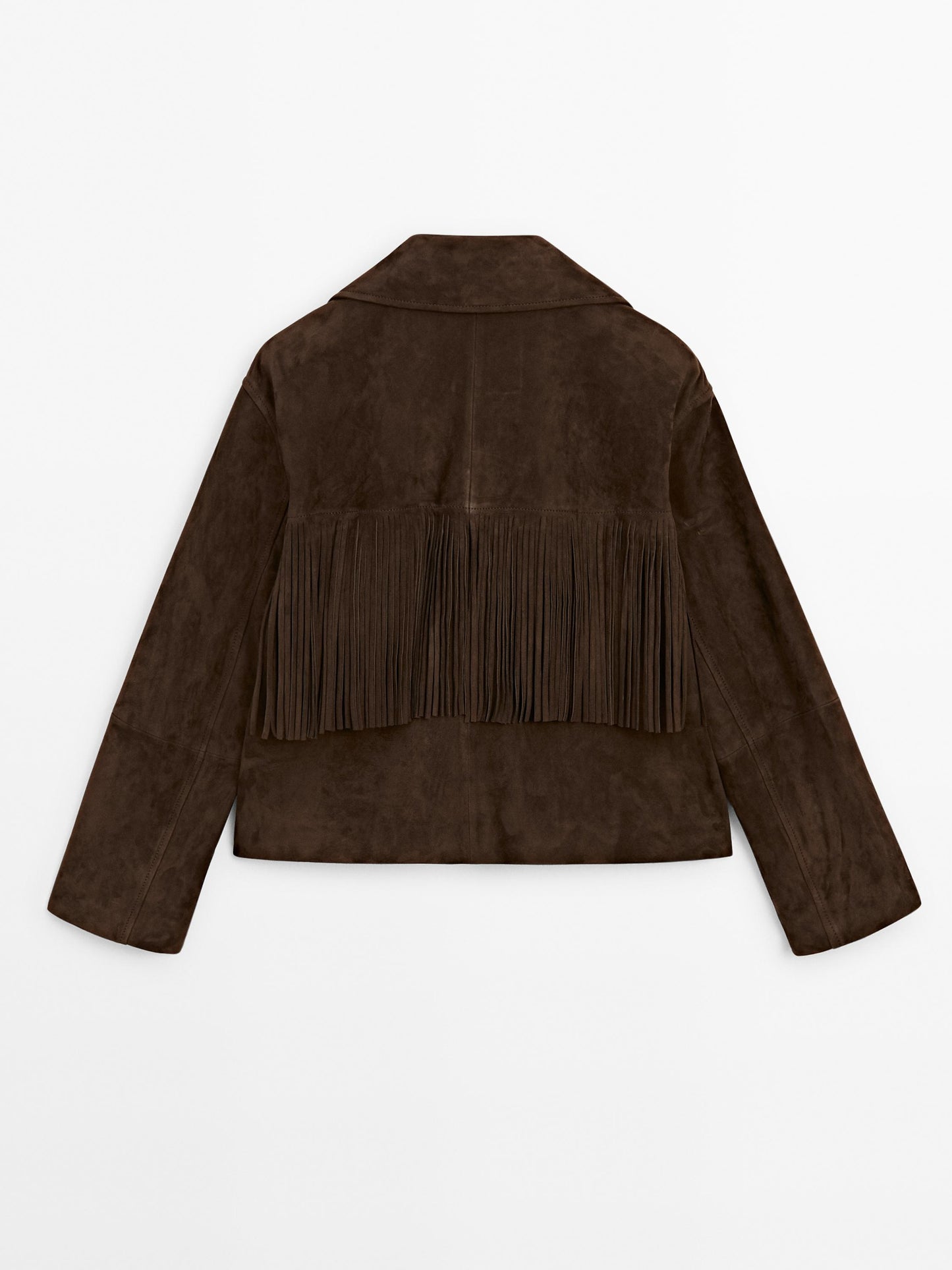 Suede jacket with leather fringing
