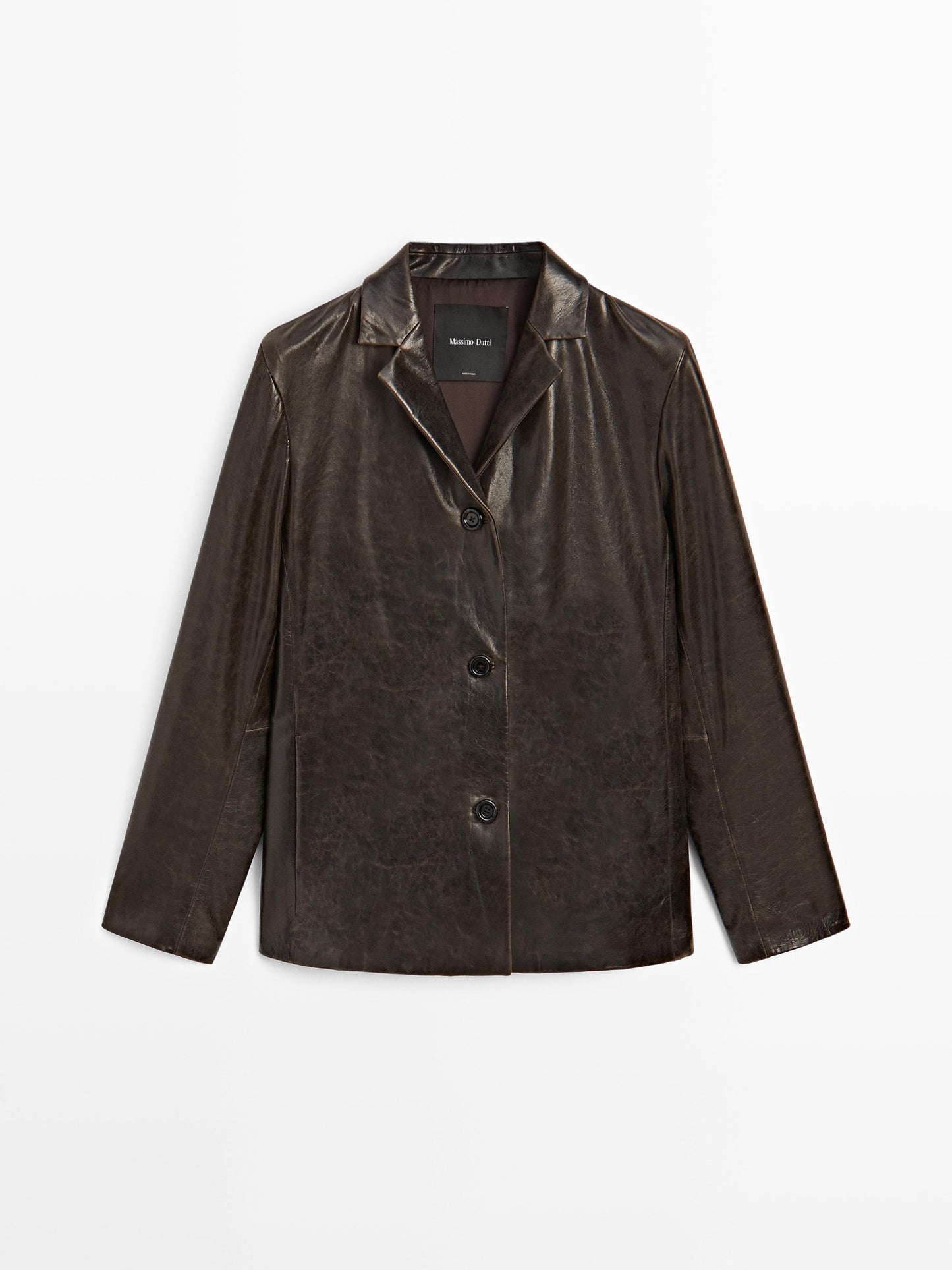 Nappa leather blazer with distressed finish