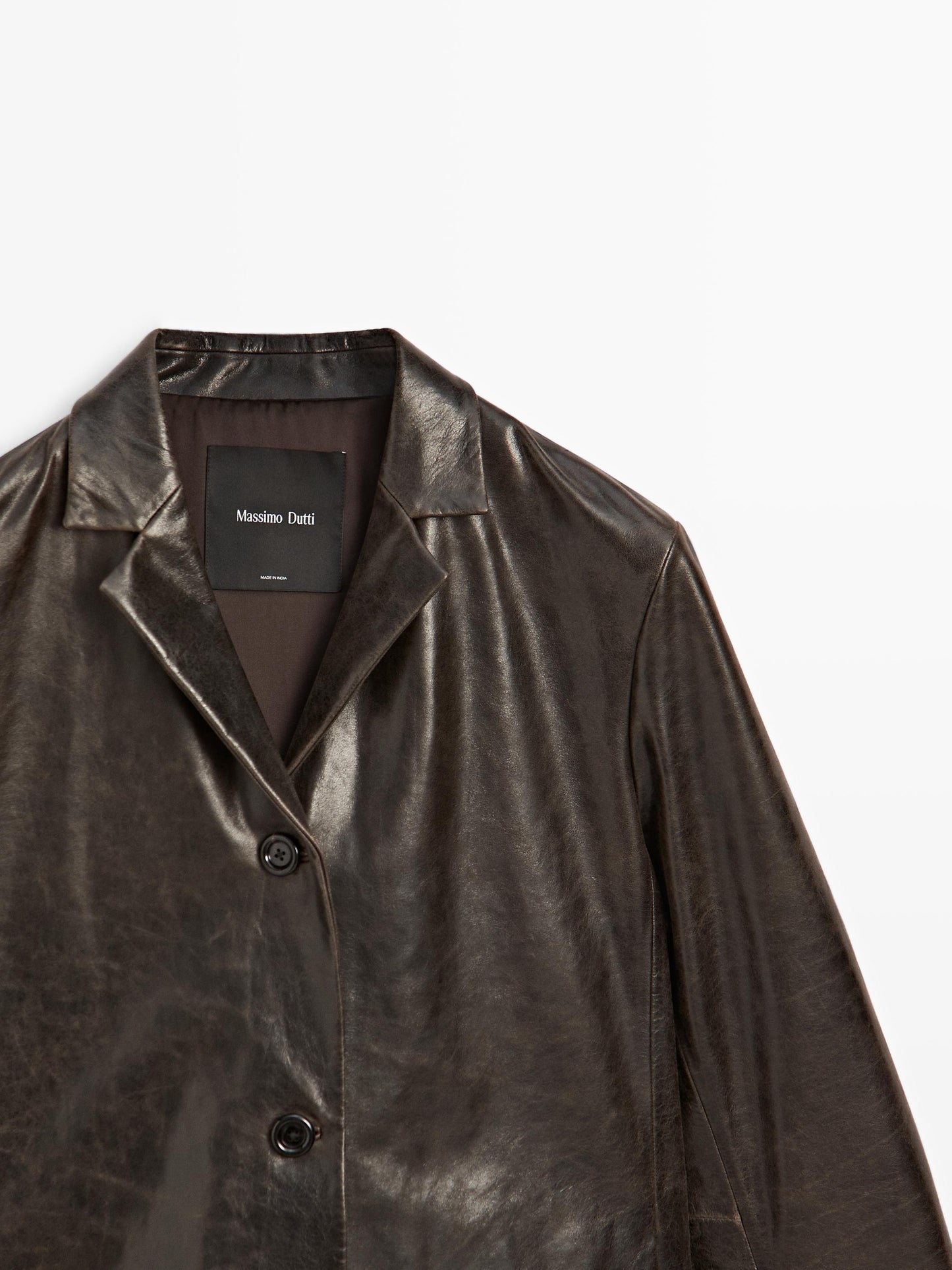 Nappa leather blazer with distressed finish