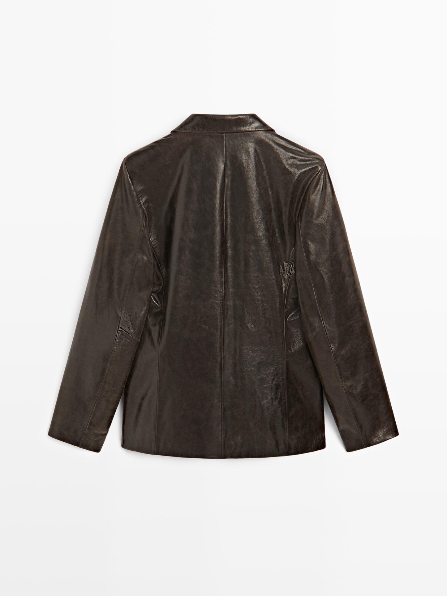 Nappa leather blazer with distressed finish