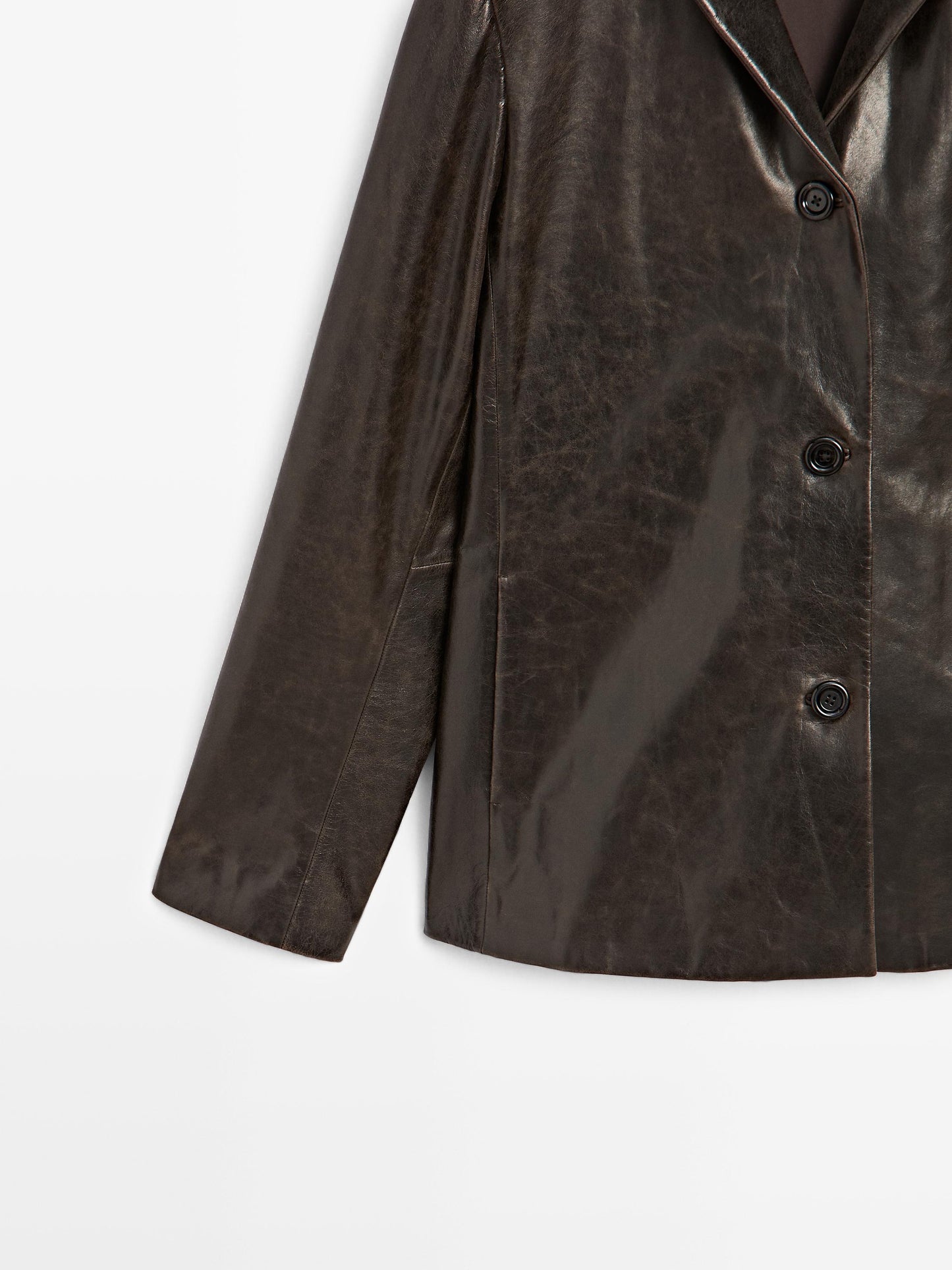 Nappa leather blazer with distressed finish