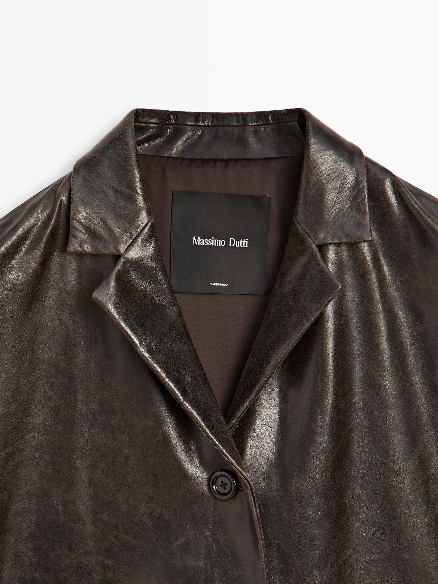 Nappa leather blazer with distressed finish