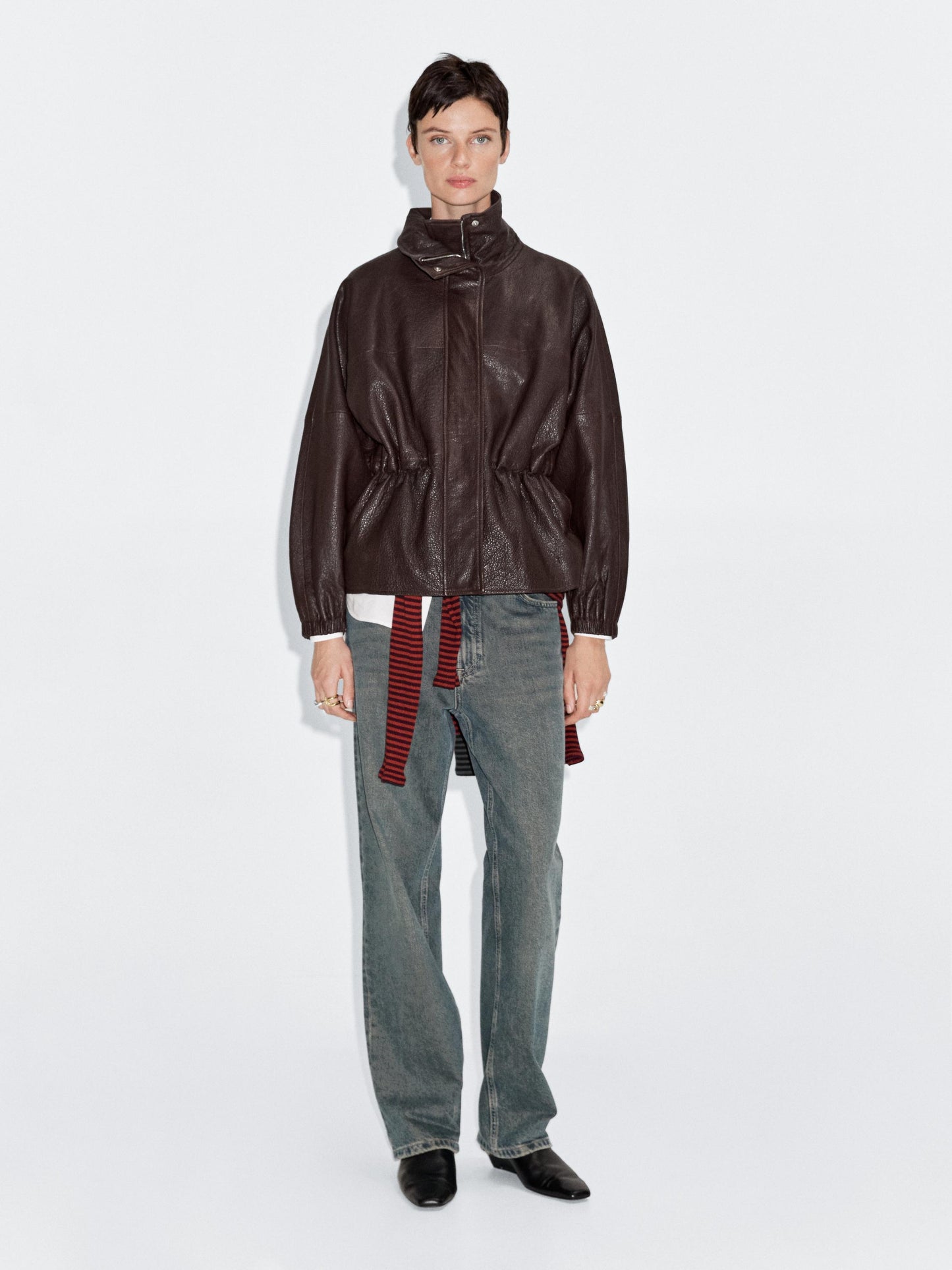 Nappa leather jacket with grainy finish