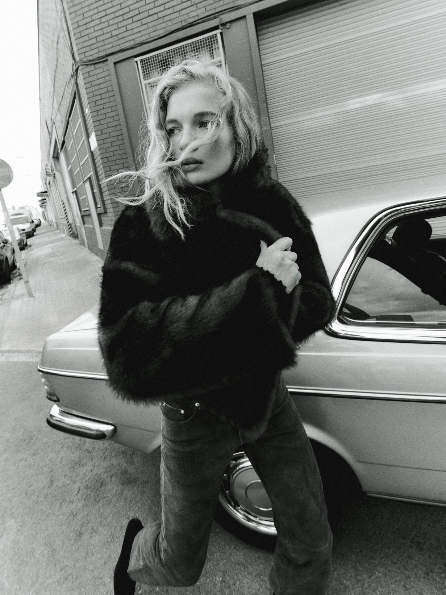Short natural fur coat