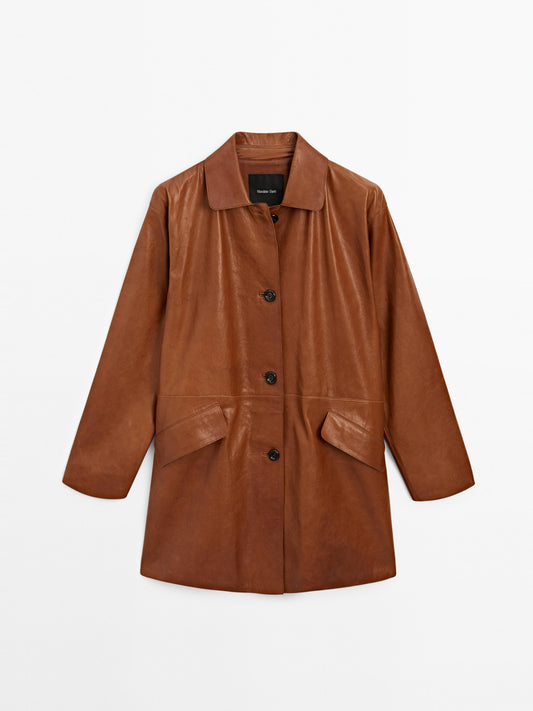 Long nappa leather coat