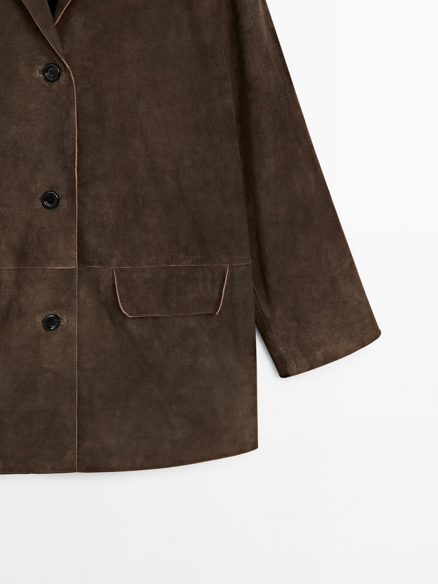 Suede leather blazer with pockets