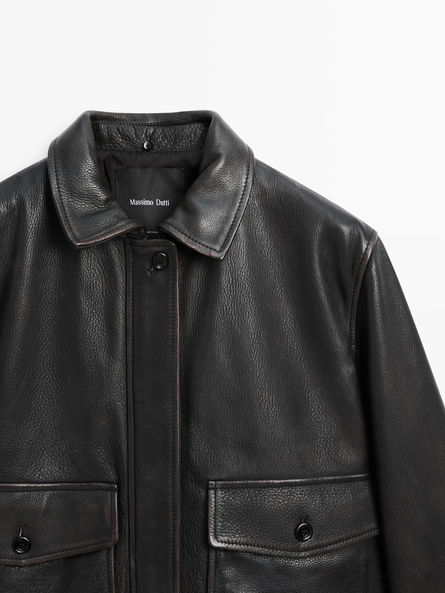 Nappa leather jacket with lambskin collar