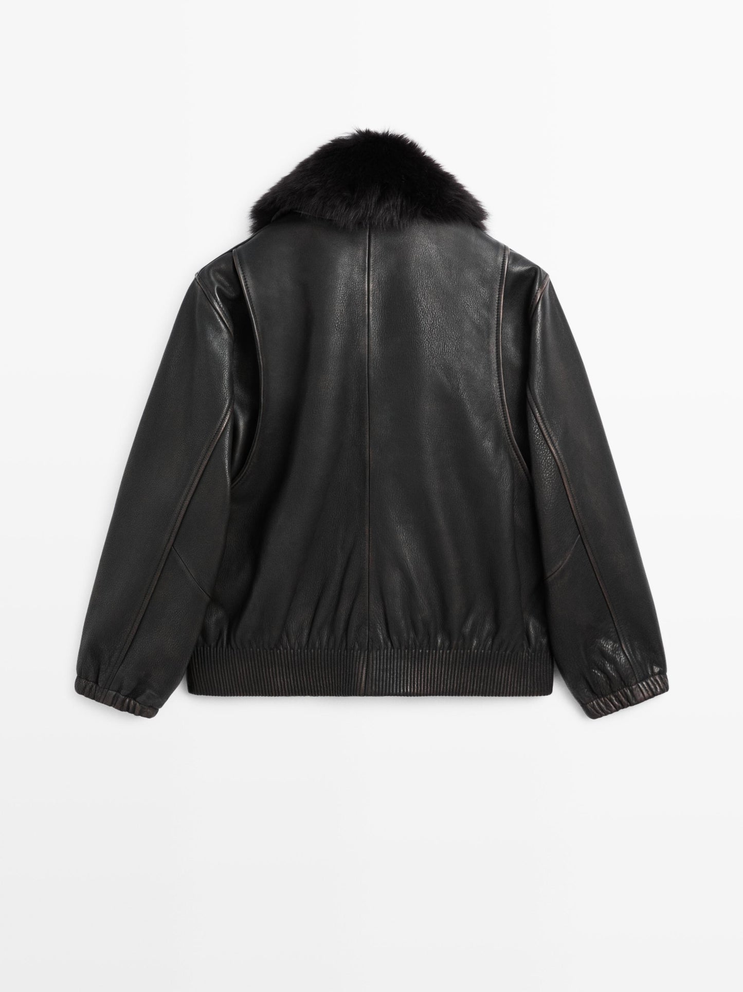 Nappa leather jacket with lambskin collar