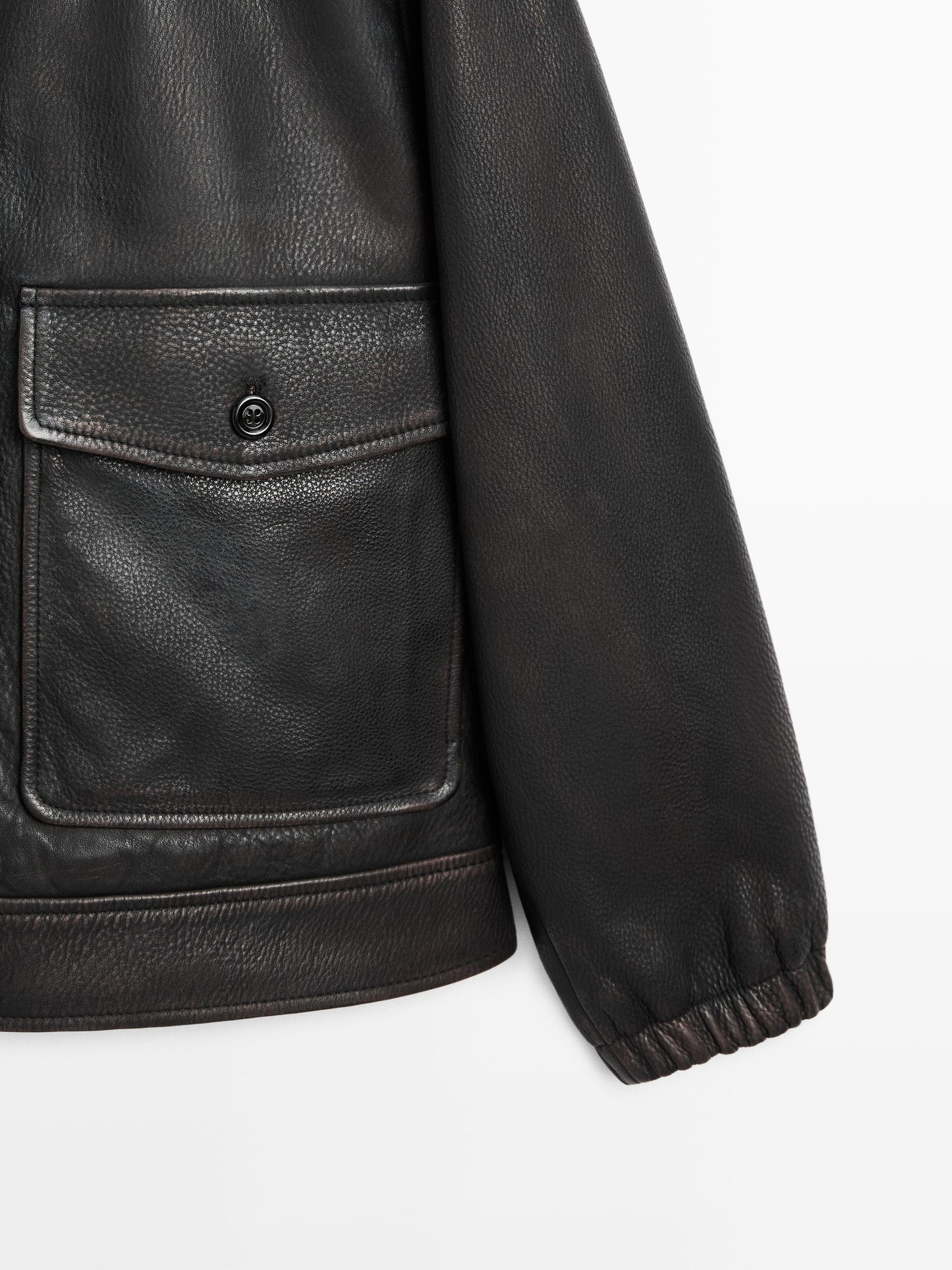 Nappa leather jacket with lambskin collar