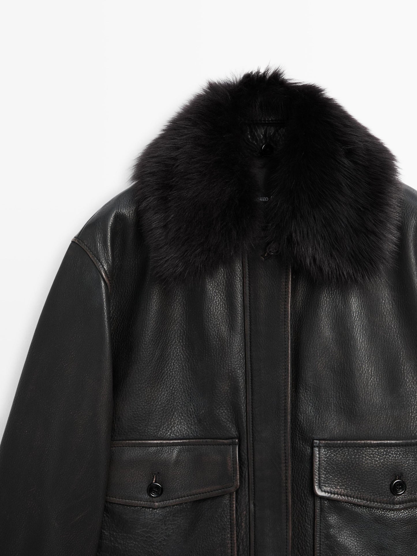 Nappa leather jacket with lambskin collar