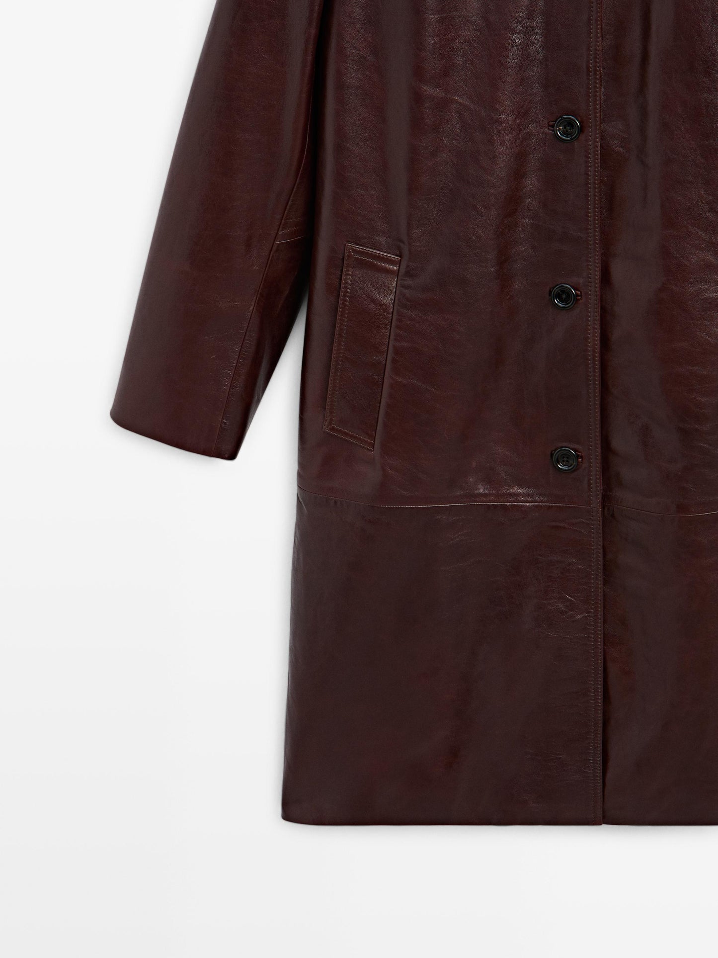 Long nappa leather coat
