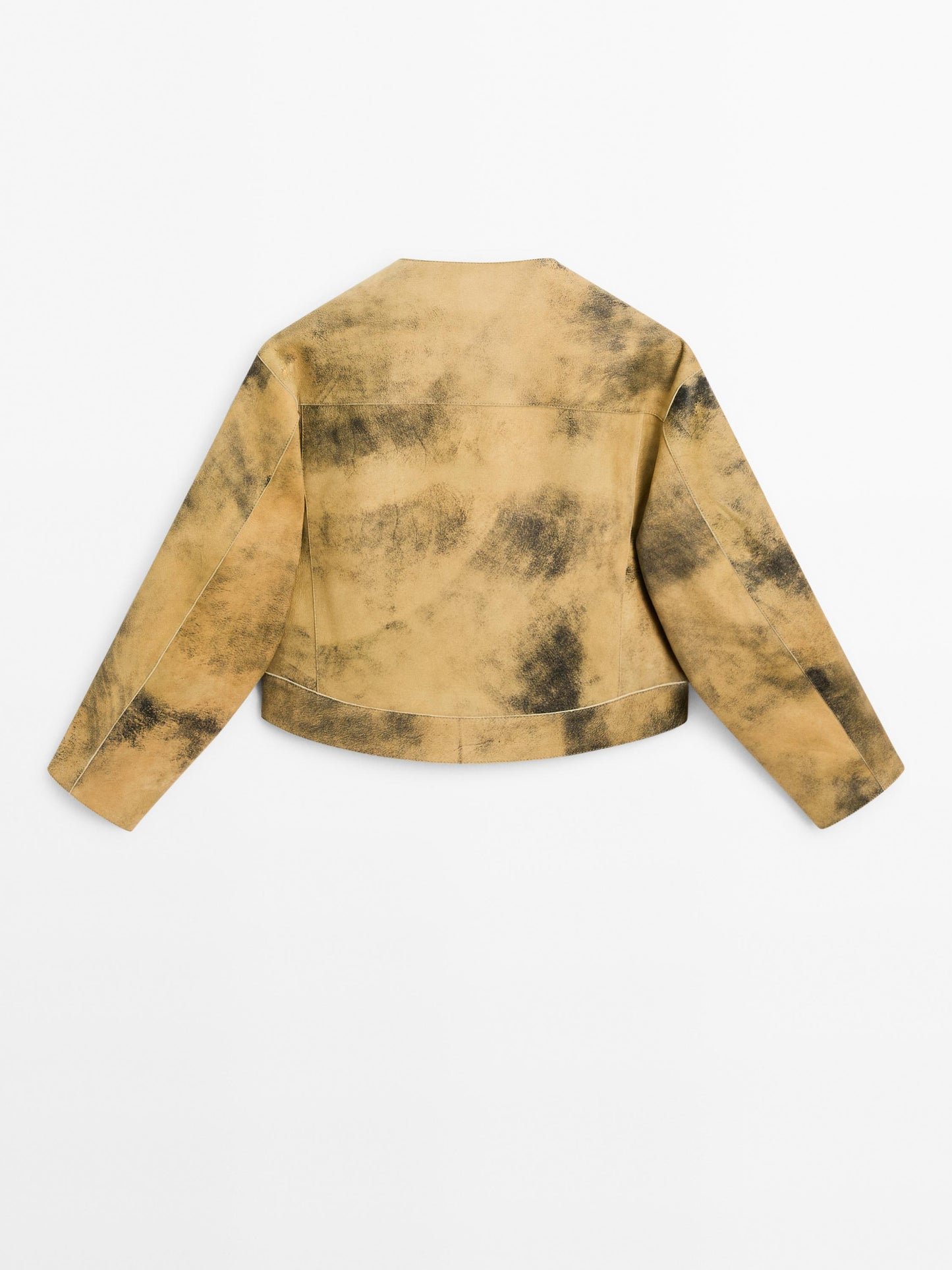 Worn effect suede leather jacket