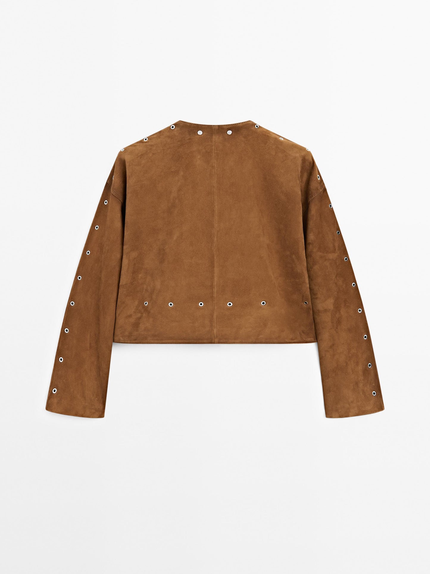 Suede leather jacket with eyelets