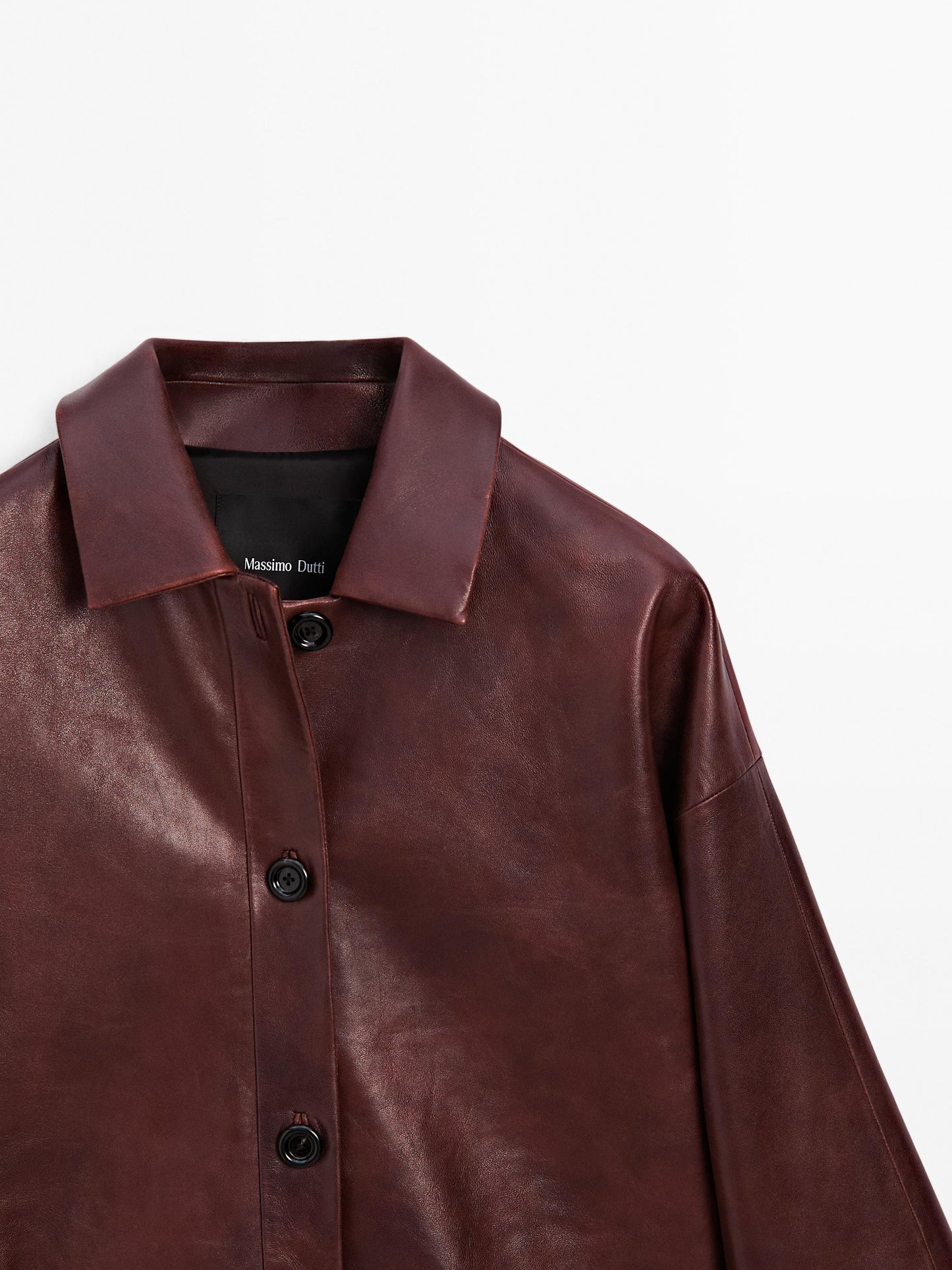 Short shiny nappa leather jacket