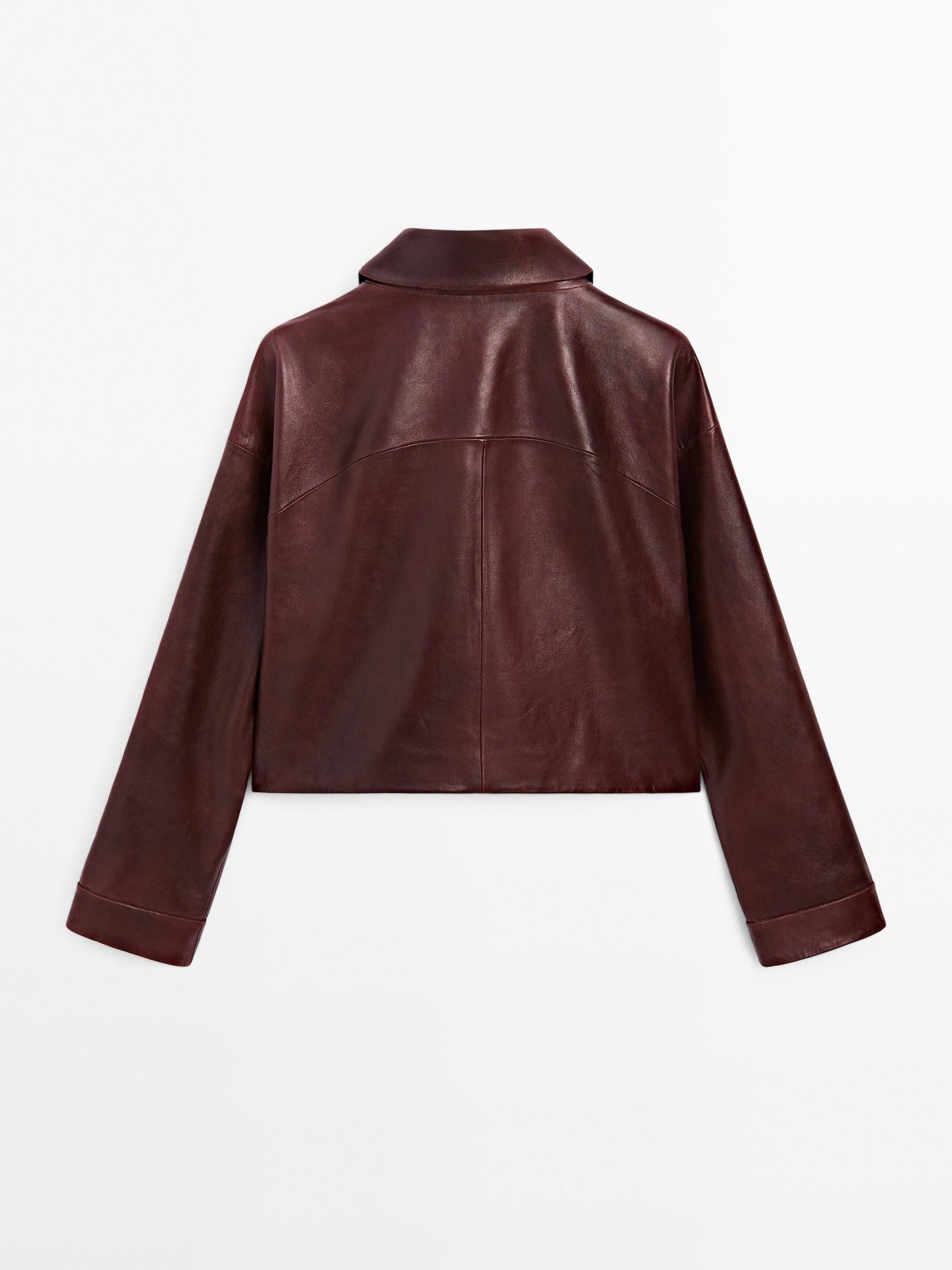 Short shiny nappa leather jacket
