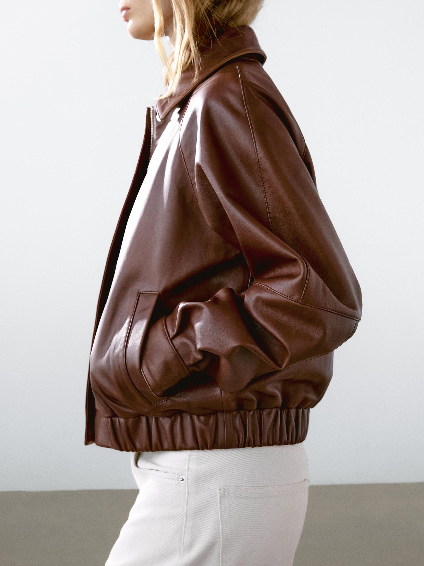Waxed nappa leather jacket