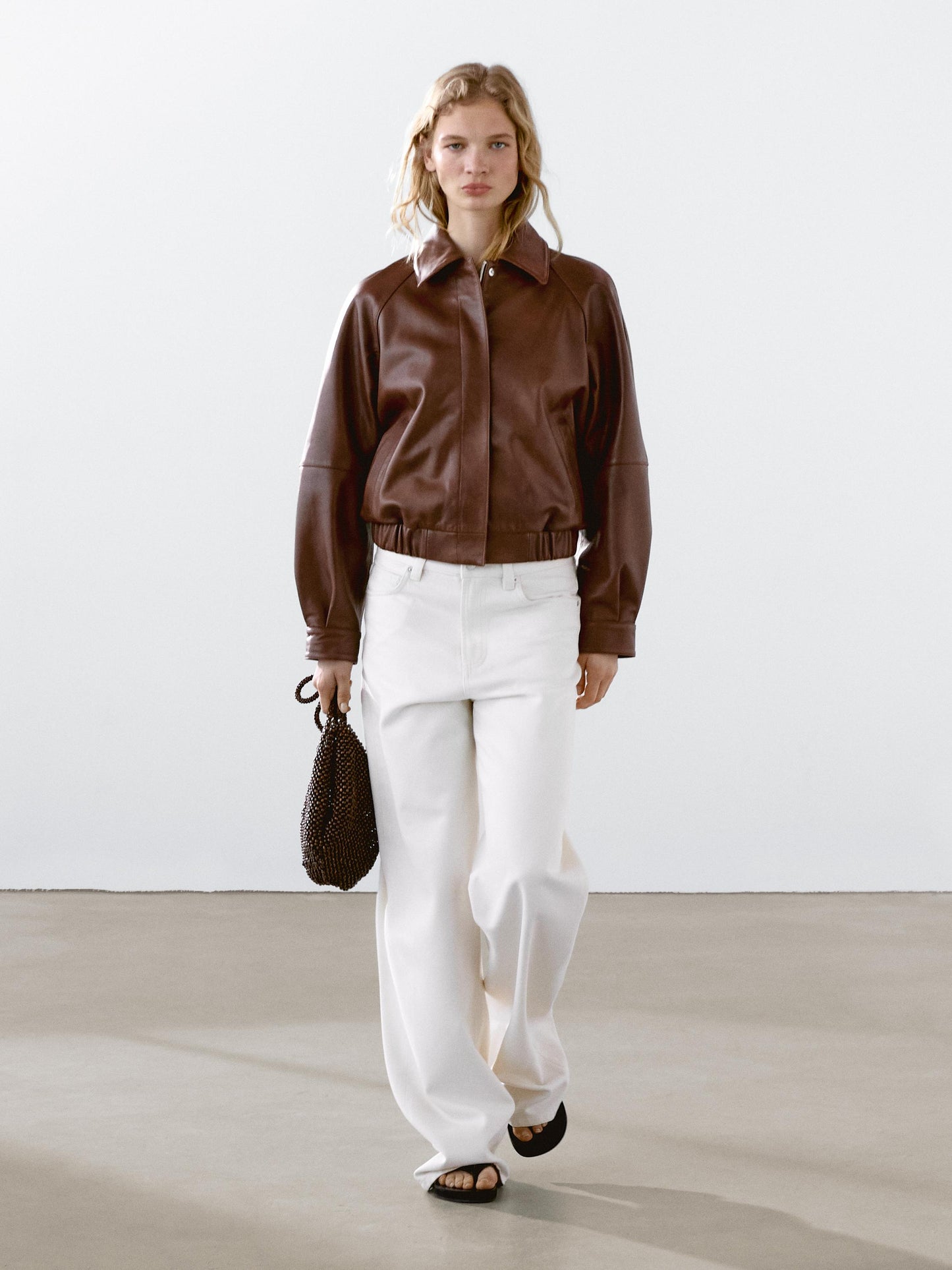 Waxed nappa leather jacket