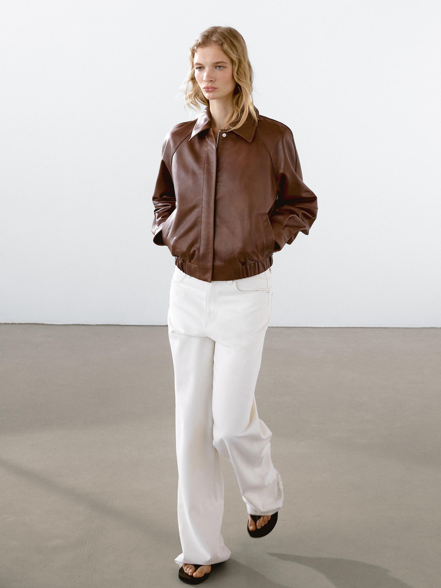 Waxed nappa leather jacket