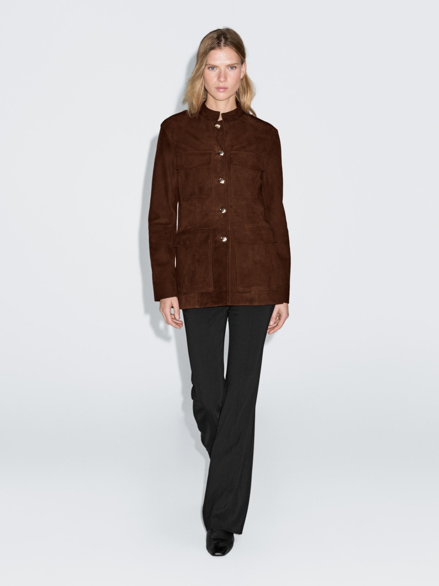Suede leather safari jacket