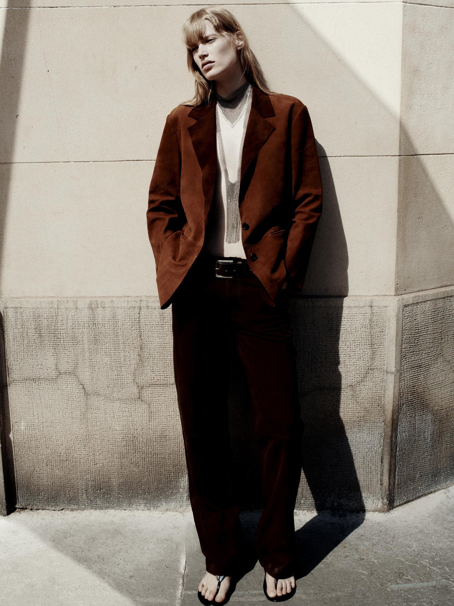 Fluid suede leather jacket