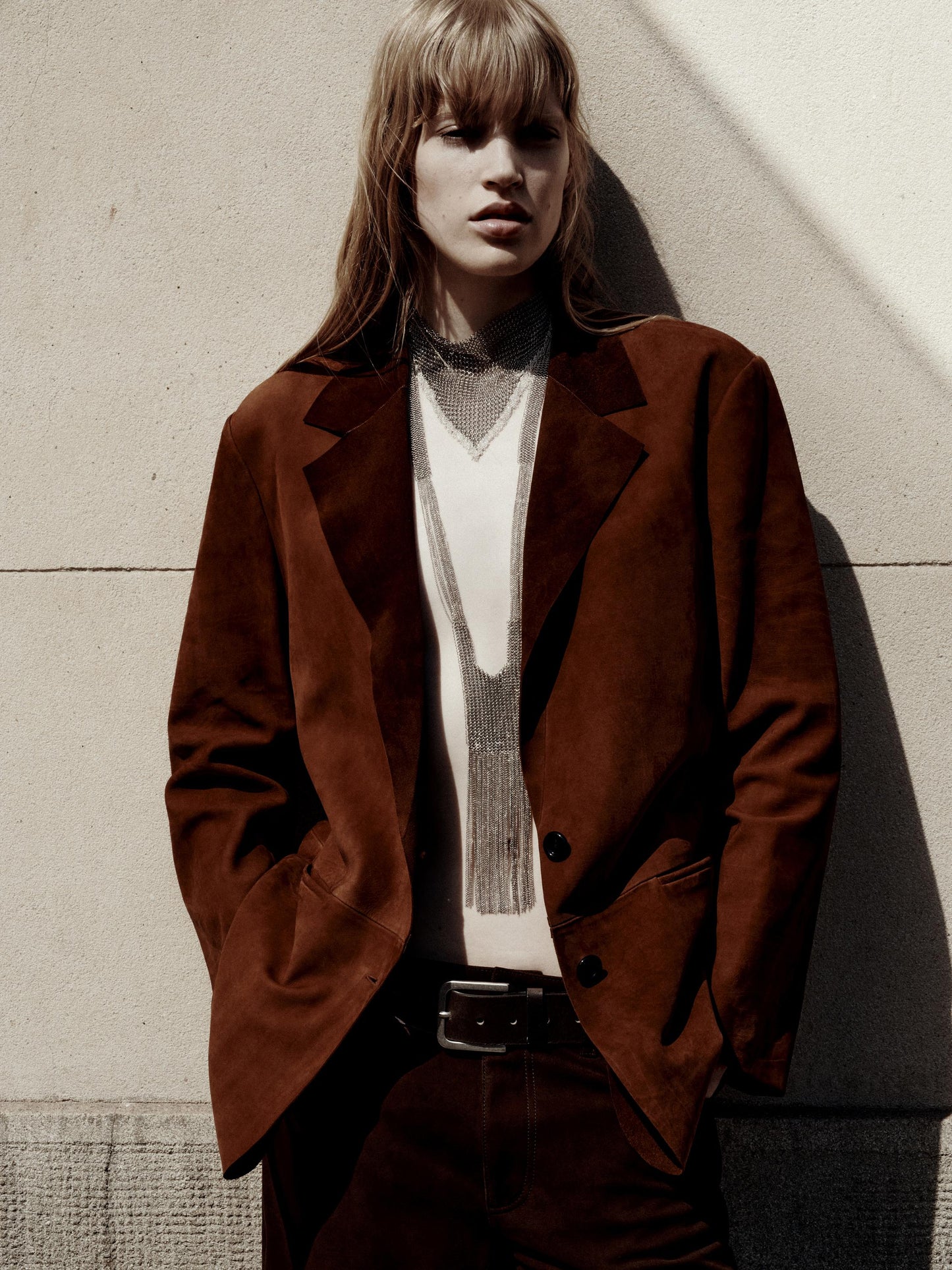 Fluid suede leather jacket