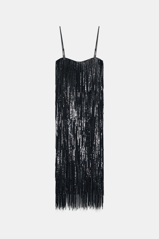 Zw Collection Limited Edition Sequinned Fringed Dress