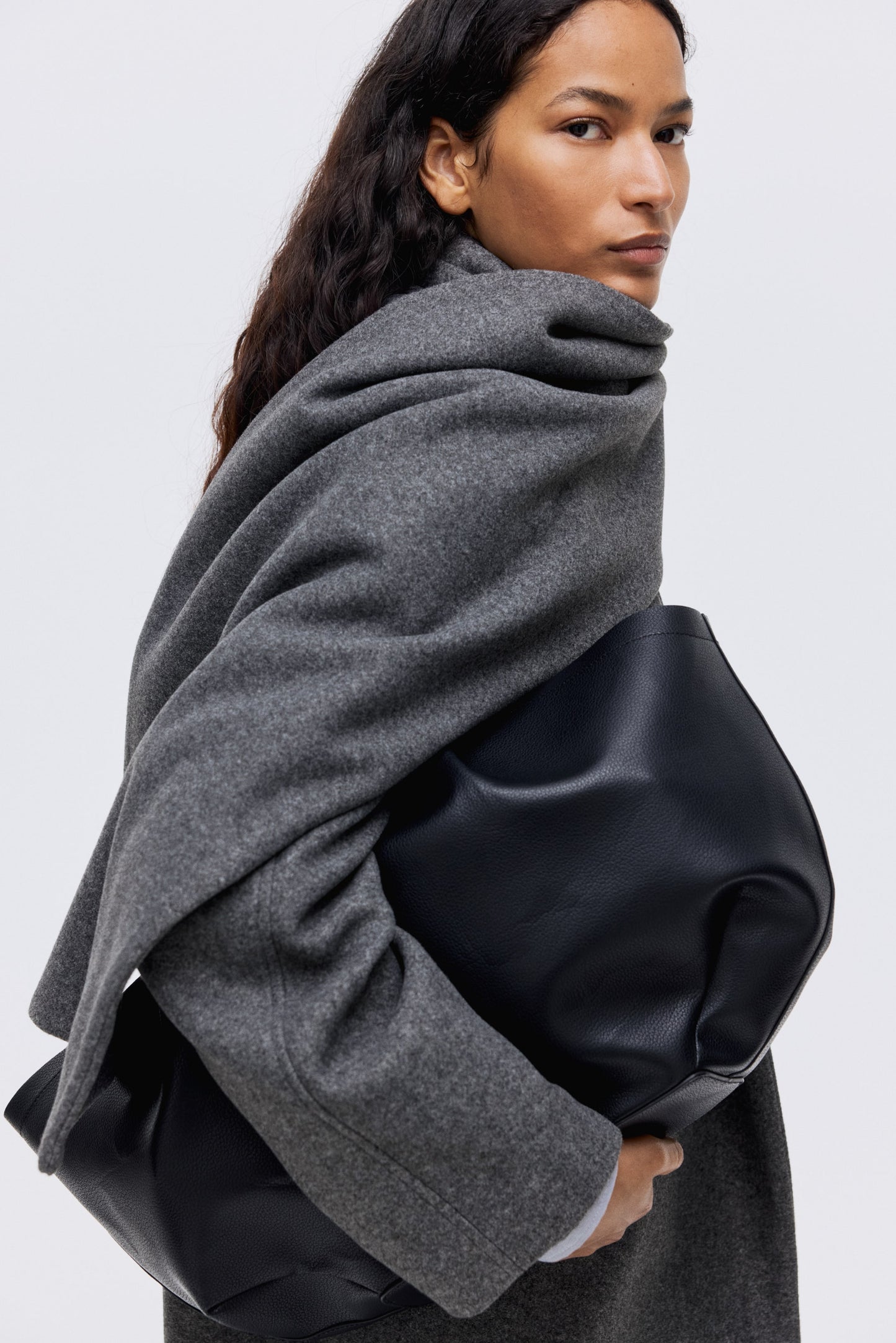 Scarf-detail coat